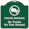 Signmission Private Driveway. No Trucks No Turnaround Heavy-Gauge Aluminum Sign, 18" x 18", GW-1818-9779 A-DES-GW-1818-9779 - alternate 1